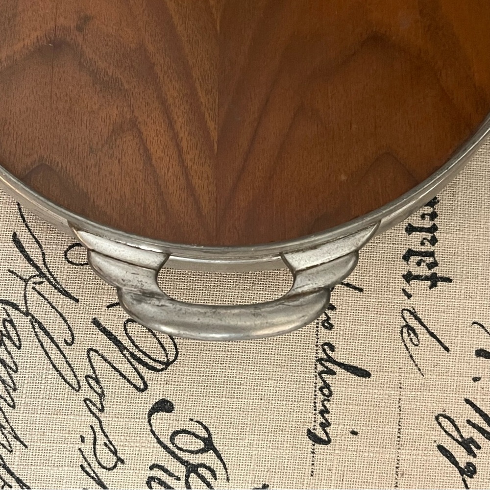Vintage Royal Holland Teak
Wood Oval Tray Pewter Frame Rim 16.75" MCM
1950's - Picture 3 of 14